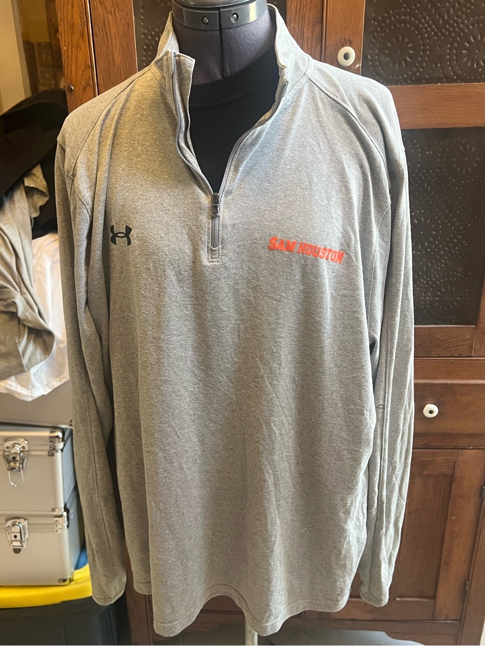 Under Armour Gray Quarter-Zip Pullover with Orange "Sam Houston" Logo size 2XL